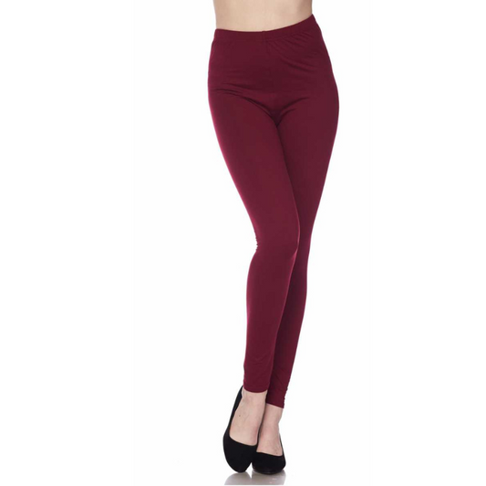 Burgundy Solid Leggings