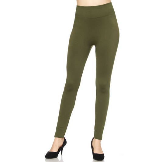 Olive Fleece Leggings