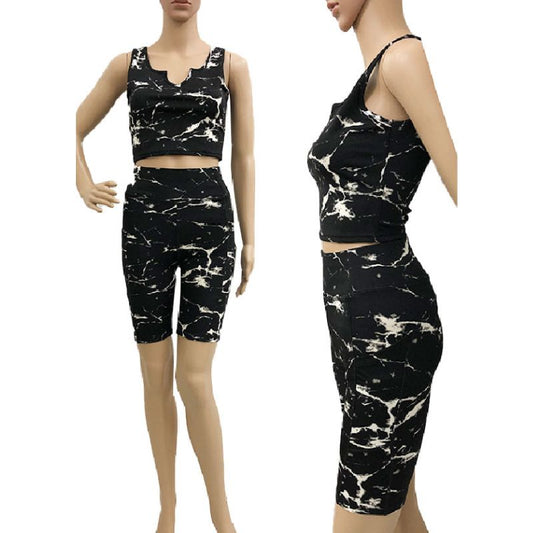 Black Marble Activewear Set