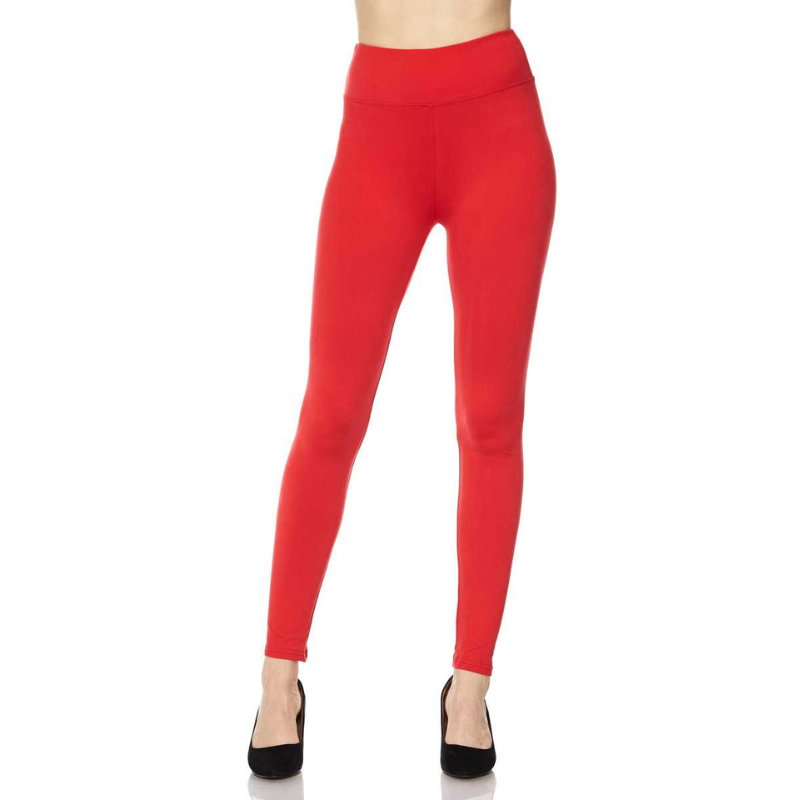 Red Solid Leggings