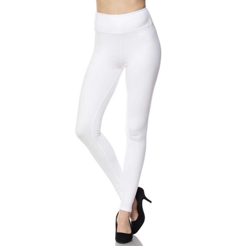 White Solid Leggings