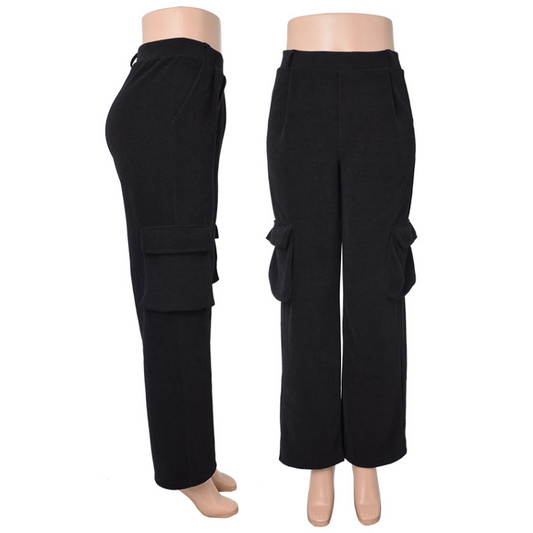 Black Velvet Cargo Pants