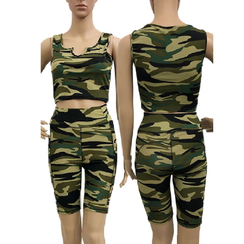 Camo activewear biker set