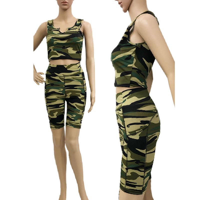 Camo activewear biker set