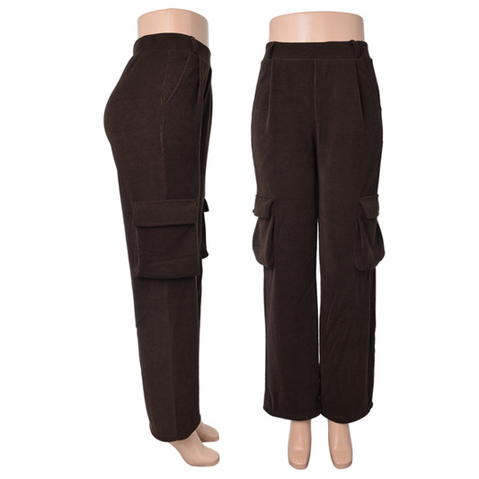 Coffee Velvet Cargo Pants