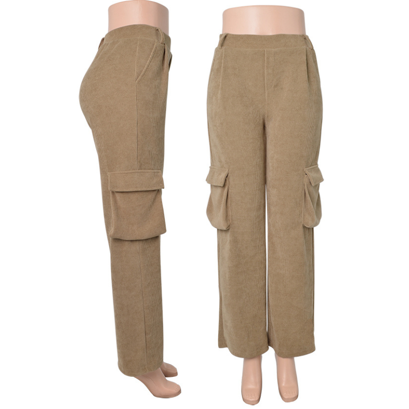 Khaki Velvet Cargo Pants