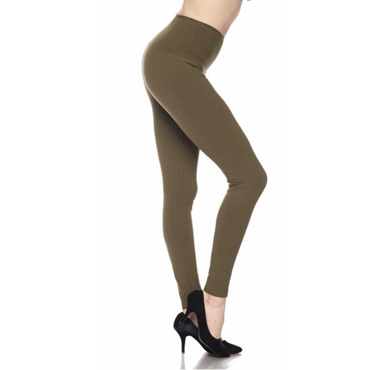 Olive Solid Leggings