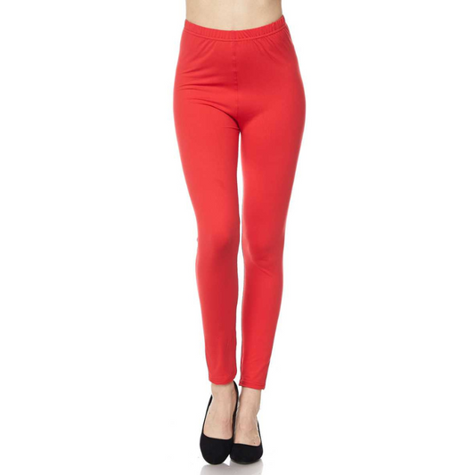 Red Solid Leggings