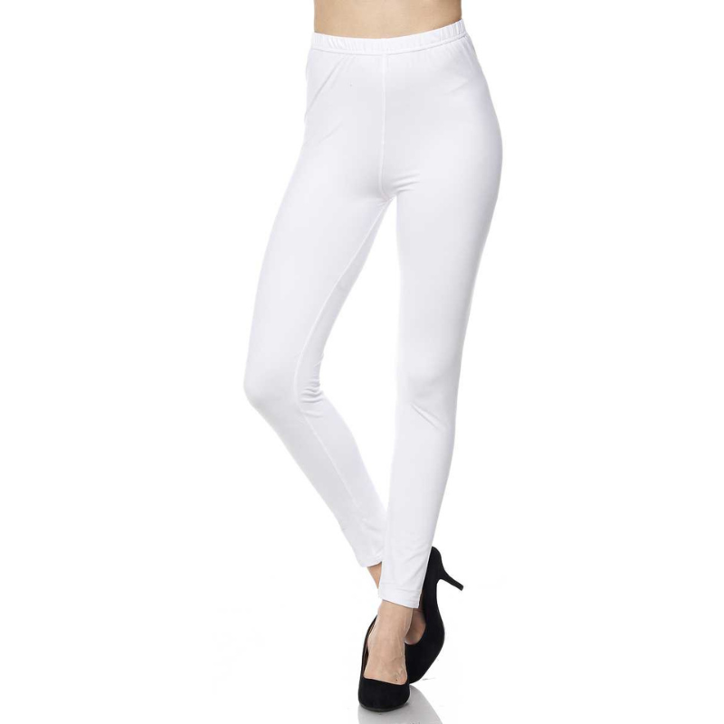 White Solid Leggings